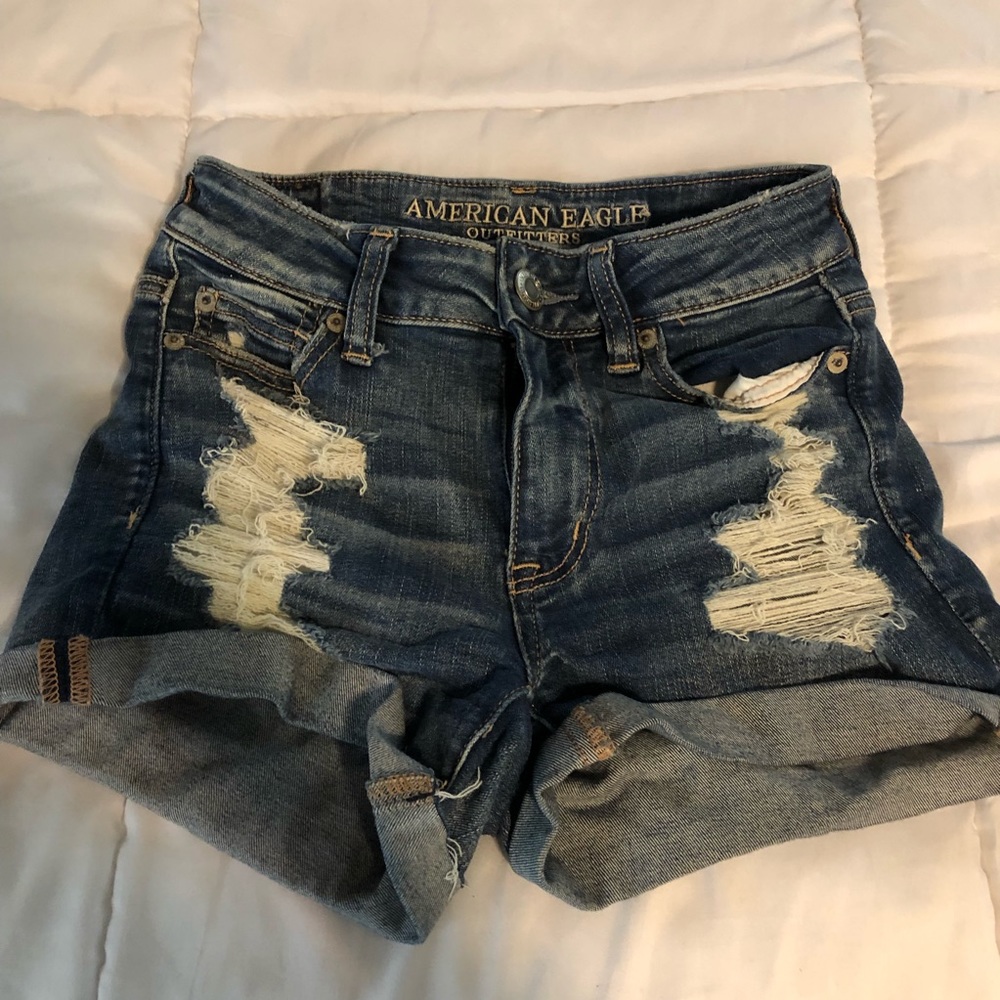 American eagle denim distressed shorts